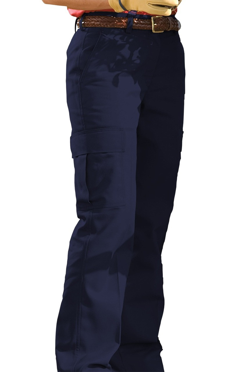 750 8573 ladies navy blue flat front cargo work pant 53526.1405942034